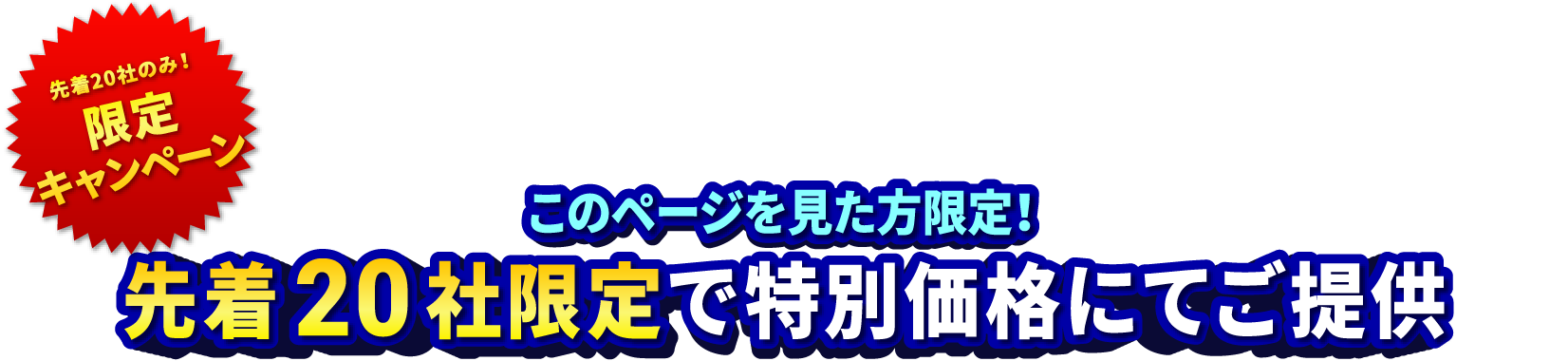 このページを見た方限定！先着20社限定で特別価格にてご提供